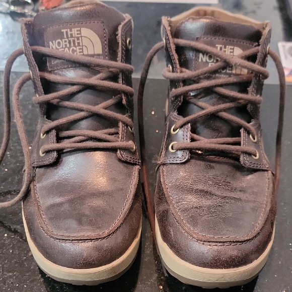 Men's The North Face Hommes Boot Brown & Tan Leather Size 8 EXCELLENT! - Picture 1 of 5